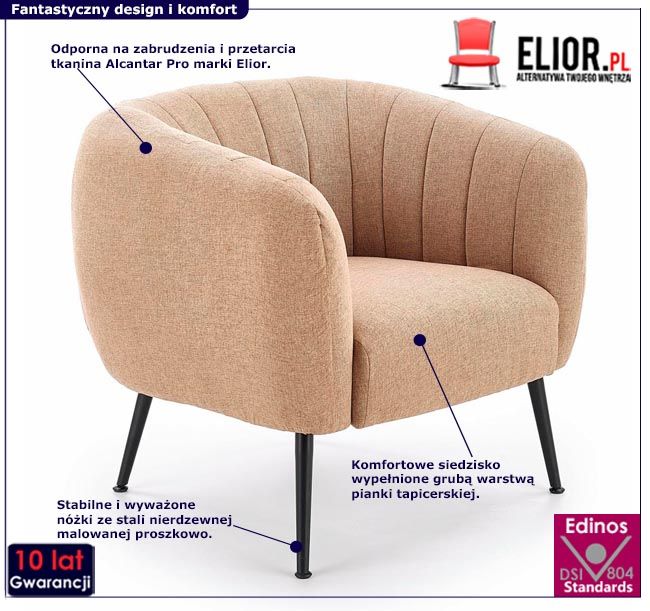 Beżowy fotel klubowy Hansi