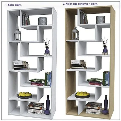 Zdjęcie regał Maleo Apollo do salonu dąb sonoma  biały | Edinos.pl