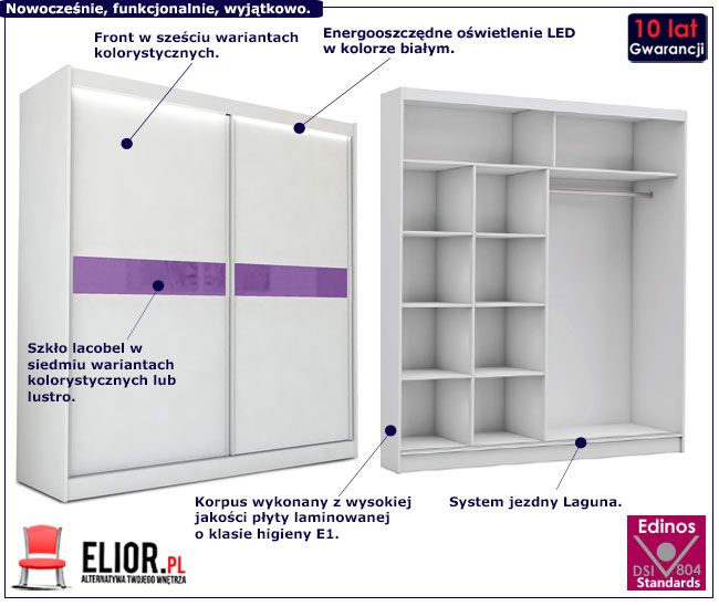 Produkt Szafa przesuwna Lea 4X- biała lacobel