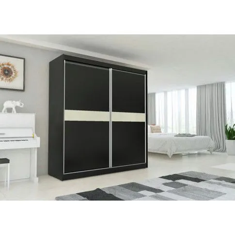 Szczegółowe zdjęcie nr 5 produktu Szafa przesuwna Bexi 4X- czarna lacobel