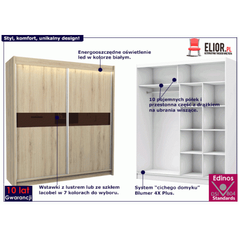 Fotografia Szafa przesuwna Bexi 4X- dąb sonoma lacobel z kategorii Szafy