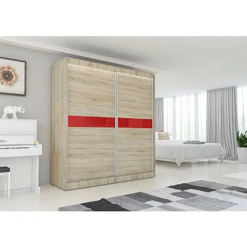 Szczegółowe zdjęcie nr 5 produktu Szafa przesuwna Bexi 4X- dąb sonoma lacobel