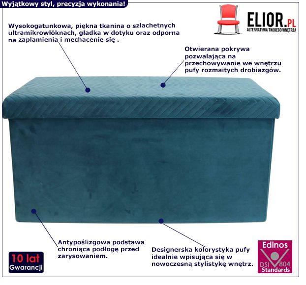 Stylowa pufa Trandor 2X - niebieska