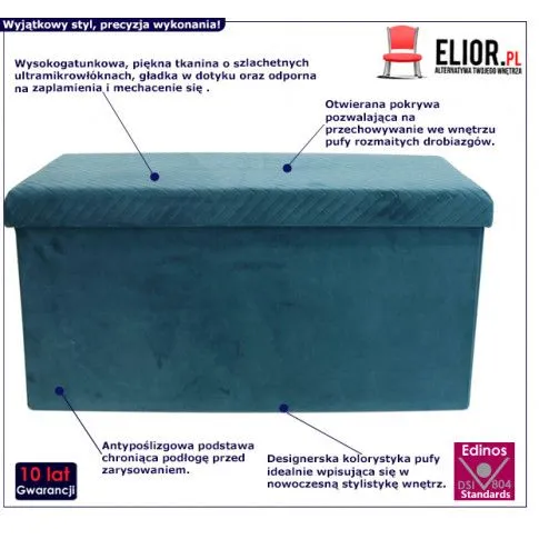 Fotografia Otwierana pufa Trandor 2X - niebieska z kategorii Pufy