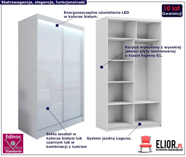 Produkt Szafa przesuwna Greta - biała lacobel