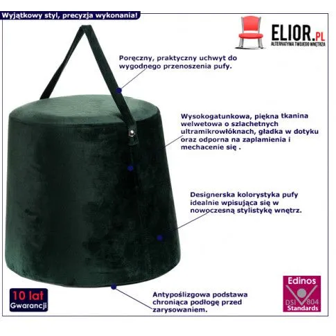Fotografia Welwetowa pufa Akset - ciemnozielona z kategorii Pufy