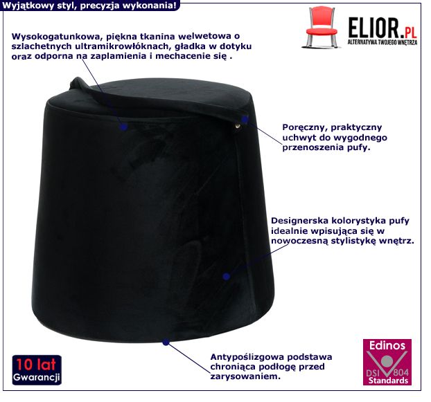 Modna pufa Akset - czarna