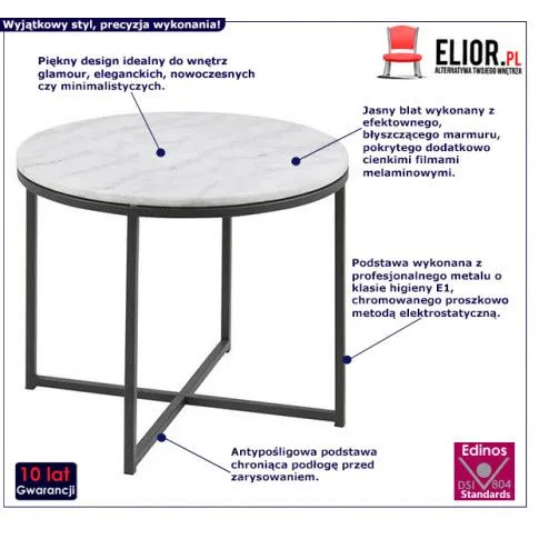 Fotografia Okrągły stolik kawowy Volant - marmur z kategorii Stoliki kawowe