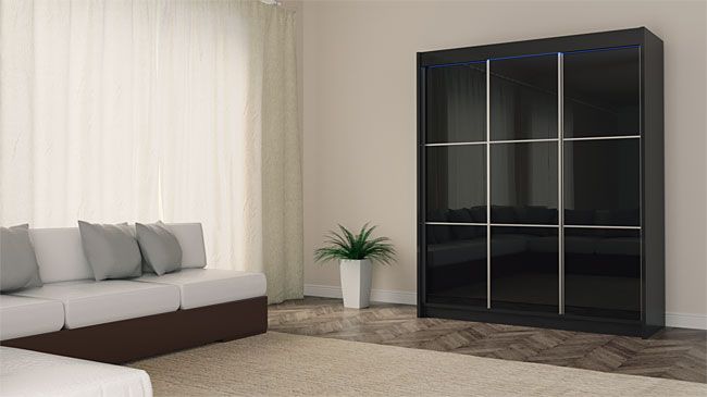 Produkt Szafa przesuwna Selen 3X - czarna lacobel - zdjęcie numer 2