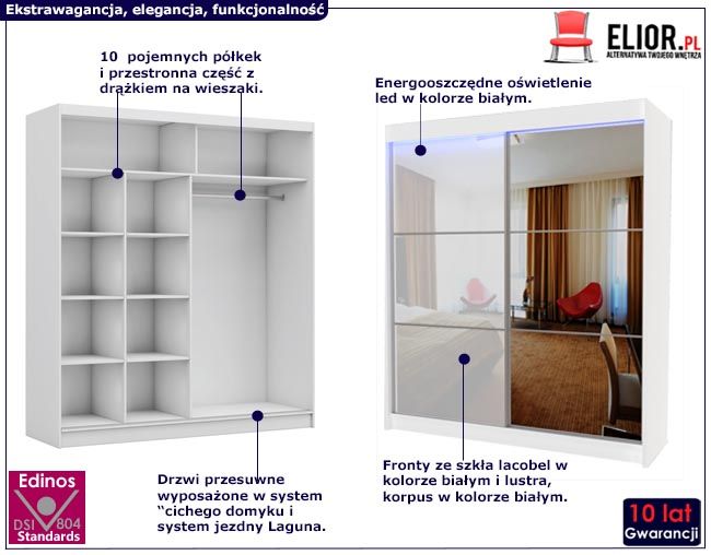 Szafa Selen 4X biała z lustrem