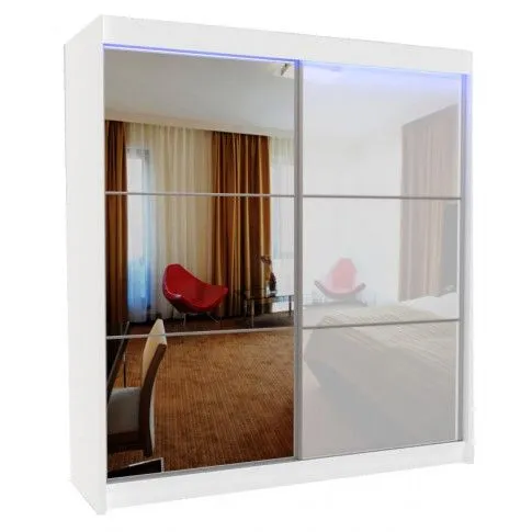 Zdjęcie produktu Szafa przesuwna Selen 4X - biała lacobel lustro.