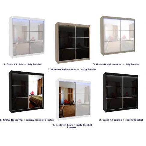 Szczegółowe zdjęcie nr 4 produktu Szafa przesuwna Selen 4X - biała lacobel lustro