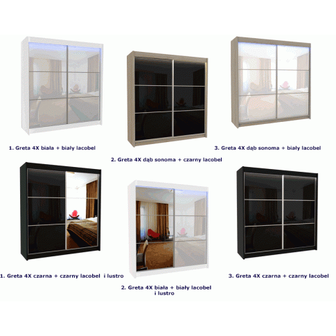 Szczegółowe zdjęcie nr 4 produktu Szafa przesuwna Selen 4X - czarna lacobel lustro