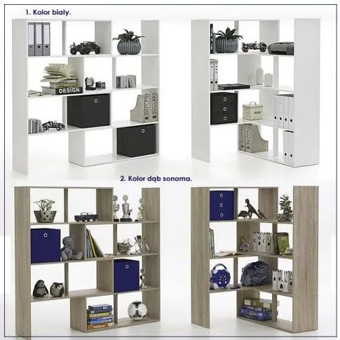 Zdjęcie młodzieżowy regał Cesaro 10X na zabawki biały, dąb sonoma | Edinos.pl