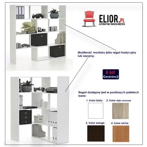 Fotografia Młodzieżowy regał Cesaro 10X - 4 kolory z kategorii Regały, półki i szafy