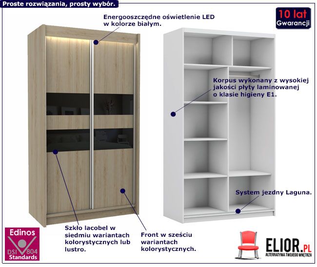 Produkt Szafa przesuwna Geran - dąb sonoma lacobel