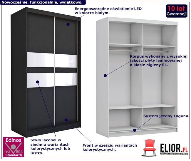Produkt Szafa przesuwna Geran 2X - czarny lacobel