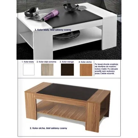 Zdjęcie stolik kawowy do salonu Paro biała, czarna, olcha | Edinos.pl
