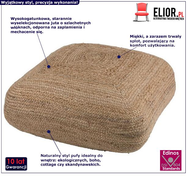 Naturalna pufa Pattaya - kwadratowa