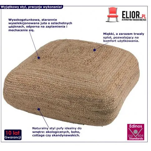 Fotografia Kwadratowa pufa Pattaya - naturalna z kategorii Pufy