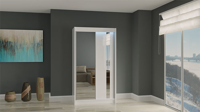 Produkt Szafa przesuwna Valgart 2X - biała lustro - zdjęcie numer 2