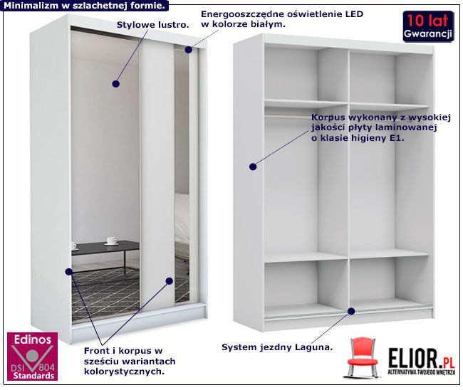 Produkt Szafa przesuwna Valgart 2X - biała lustro