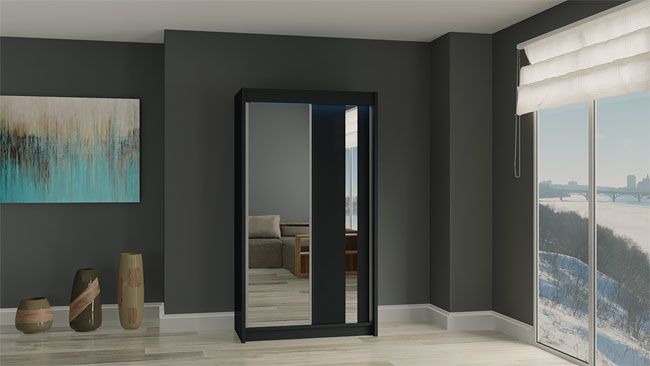 Produkt Szafa przesuwna Valgart 2X - czarna lustro - zdjęcie numer 2