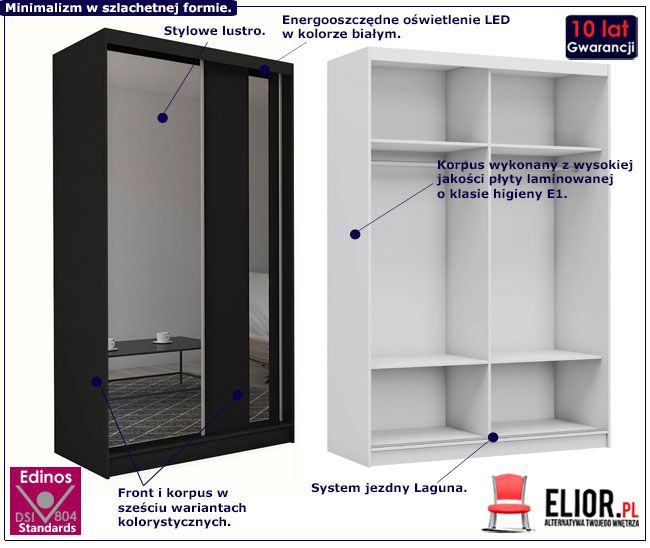 Produkt Szafa przesuwna Valgart 2X - czarna lustro