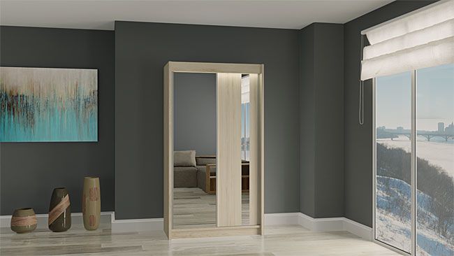 Produkt Szafa przesuwna Valgart 2X - dąb sonoma lustro - zdjęcie numer 2