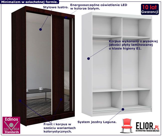 Produkt Szafa przesuwna Valgart 2X - wenge lustro