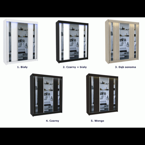 Szczegółowe zdjęcie nr 6 produktu Szafa przesuwna Valgart 3X - czarna lustro