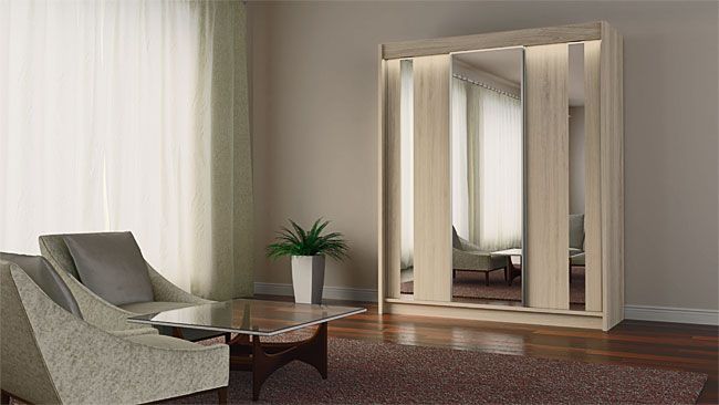 Produkt Szafa przesuwna Valgart 3X - dąb sonoma lustro - zdjęcie numer 2