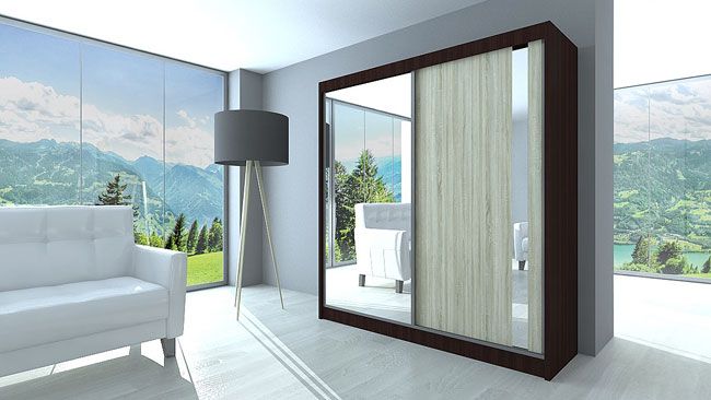 Produkt Szafa przesuwna Valgart 4X - dąb sonoma wenge lustro - zdjęcie numer 2