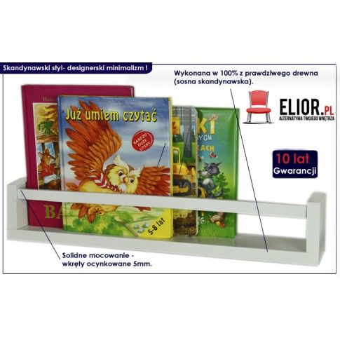 Zdjęcie skandynawska półka na książki Liptos 54 cm różowa, niebieska, biała - sklep Edinos.pl