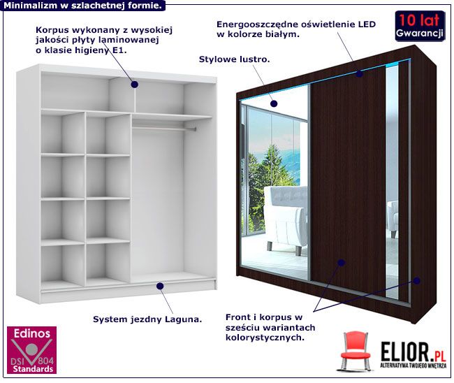 Produkt Szafa przesuwna Valgart 4X - wenge lustro
