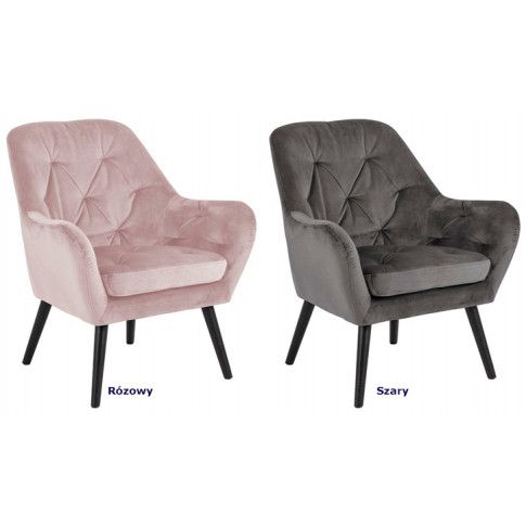 Szczegółowe zdjęcie nr 4 produktu Welurowy fotel wypoczynkowy Murio - różowy