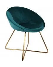 Welurowy fotel okrągły Someba - niebieski w sklepie Edinos.pl