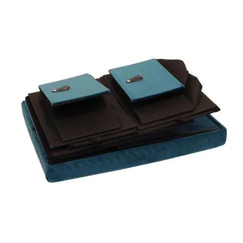 Zdjęcie praktyczna pufa Emesso niebieska z półkami | Edinos.pl