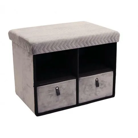 Zdjęcie produktu Praktyczna pufa ze schowkami Emesso - szara.