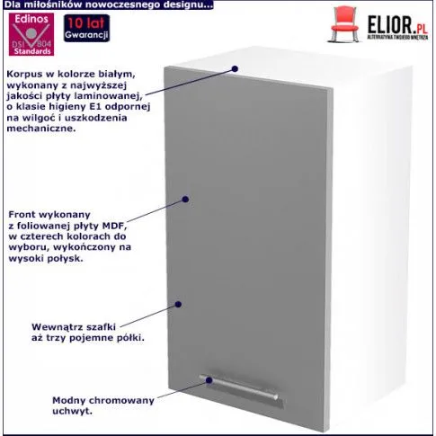 Fotografia Kuchenna szafka górna Vokres 21X - jasny popiel połysk z kategorii Szafki kuchenne