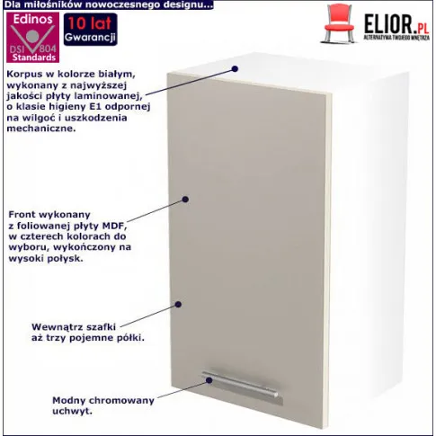 Fotografia Kuchenna szafka górna Vokres 21X - jasny beż połysk z kategorii Szafki kuchenne