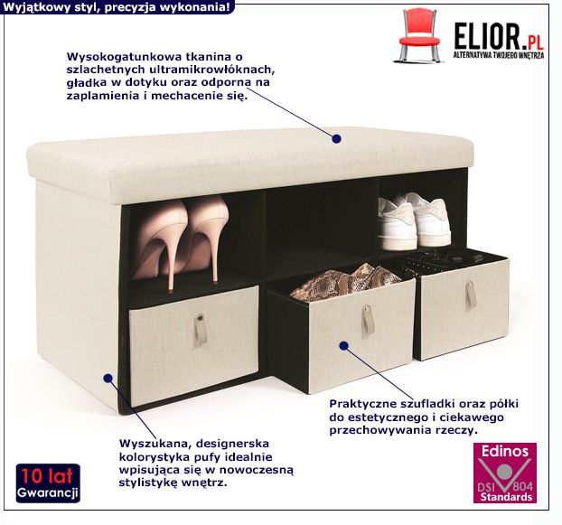 Designerska pufa Emesso 2X - beżowa