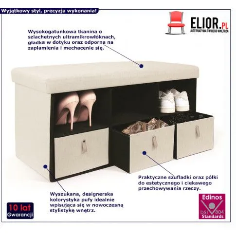 Fotografia Praktyczna pufa Emesso 2X - beżowa z kategorii Siedziska do przedpokoju