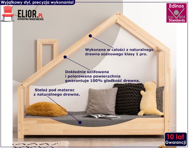 Drewniane łóżko dziecięce domek Luma 6X