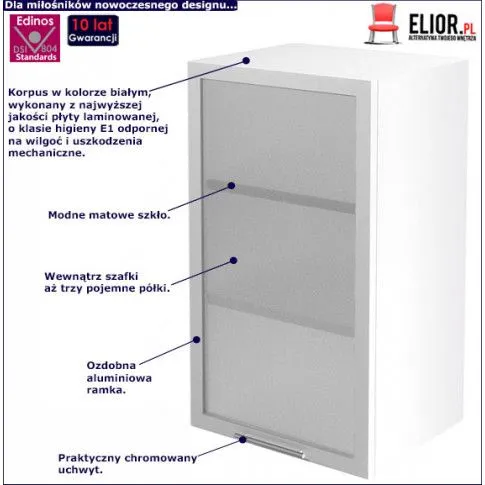 Fotografia Szafka kuchenna z witryną lewostronną Vokres 22X - biała z kategorii Szafki kuchenne