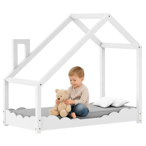 Zdjęcie produktu Drewniane łóżko dziecięce domek Induro 5X - Białe.