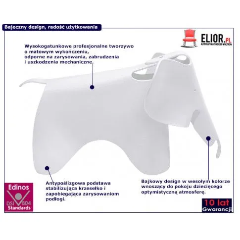 Fotografia Dziecięce krzesło słoń Pawola - białe z kategorii Pokój dziecięcy