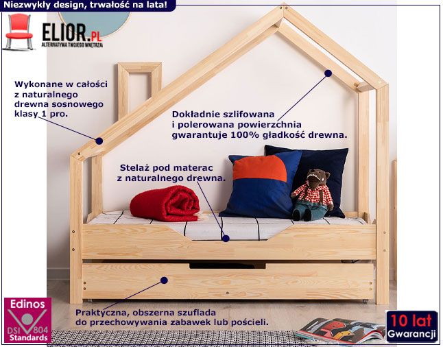 Łóżko dziecięce w formie domku z szufladą Lumo 8X