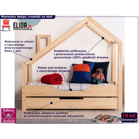 Fotografia Drewniane łóżko dziecięce domek z szufladą Lumo 8X z kategorii Łóżka typu domek