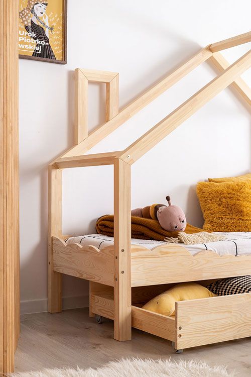 Łóżko drewniane ze schowkiem domek Lumo 10X